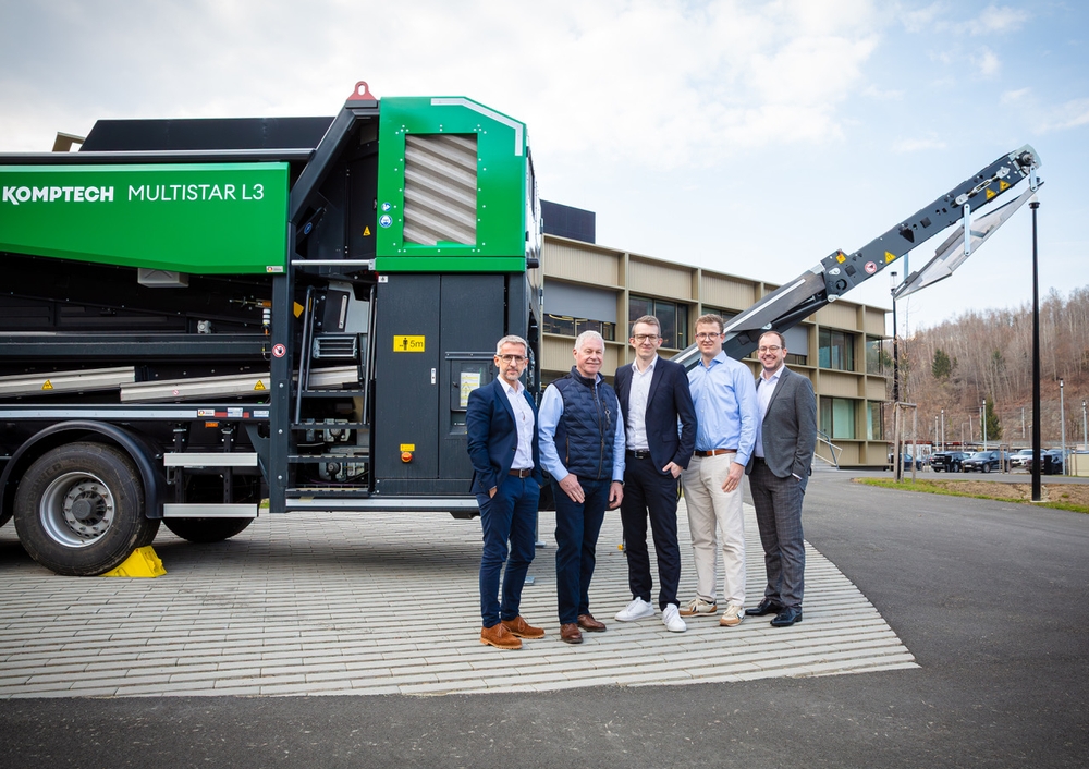 v.l.n.r. Ewald Konrad, Bernd Günther, Christoph Feyerer, Max Günther und Felix Wohlfahrt  Bildquelle: Komptech